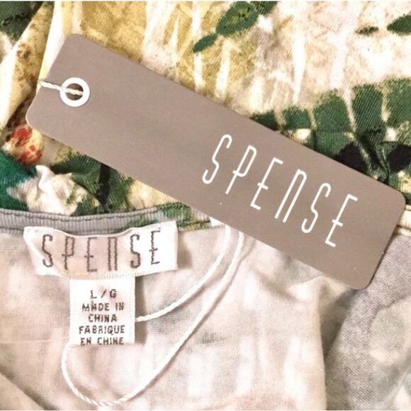 Spense green tan abstract print maxi Dress Size L - LARGE - Picture 9 of 11